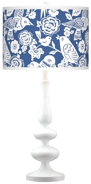 A lamp featuring a Seedling by thomaspaul shade design. A lamp base with a Seedling by thomaspaul shade design.