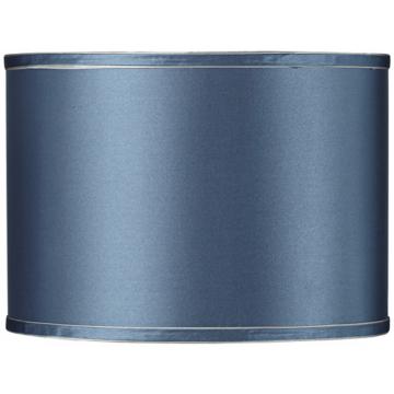 A blue drum lamp shade.