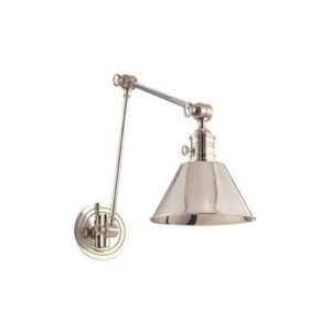 A chrome swing-arm lamp from Lamps Plus. 