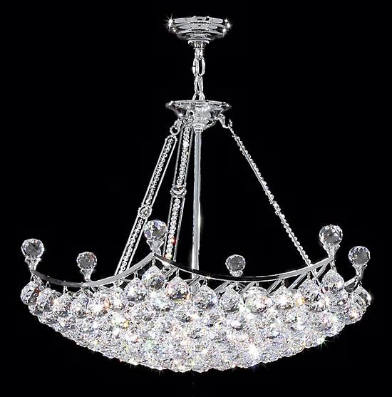 A contemporary style chandelier featuring Egyptian crystal.