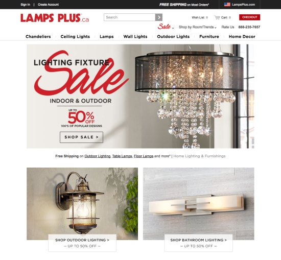 The Lamp Plus.ca Canadian Site Home Page