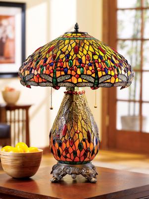 A colorful Tiffany style lamp design.