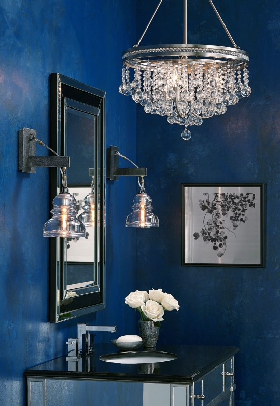 Bathroom With Industrial And Luxe Lighting