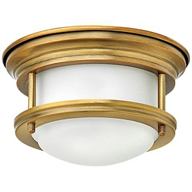 A Lamps Plus Nautical-style LED ceiling light. A brass LED ceiling light by Lamps Plus.