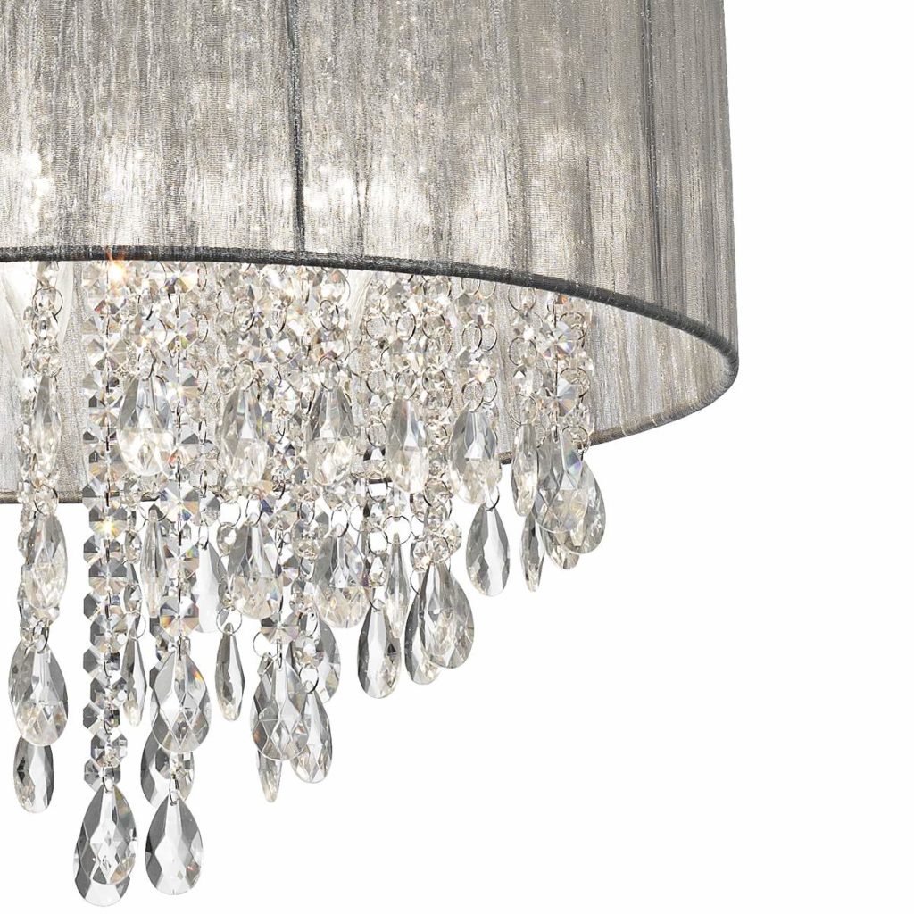 A crystal chandelier at Lamps Plus. 