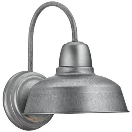 Galvanized finish gray metal barn light.