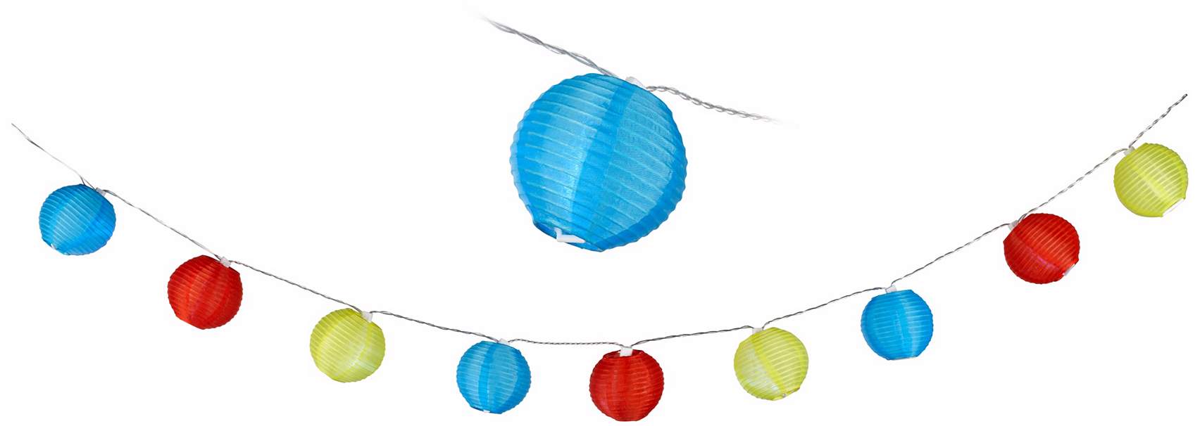 Set of colorful lantern-style string lights.