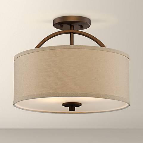 A semi-flush mount ceiling light. 