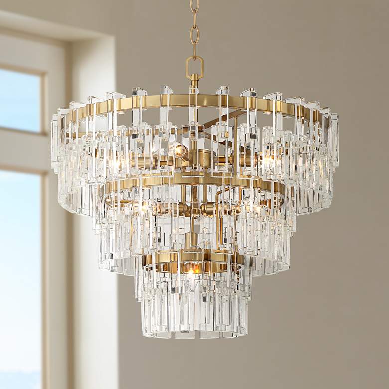 crystal chandelier with gold frame