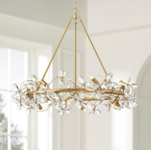 Possini Euro Carrine 31 1/2" Wide Gold and Flower Crystal Pendant